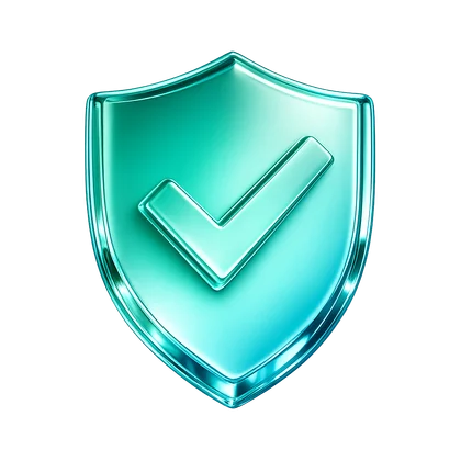 Glass shield with a checkmark