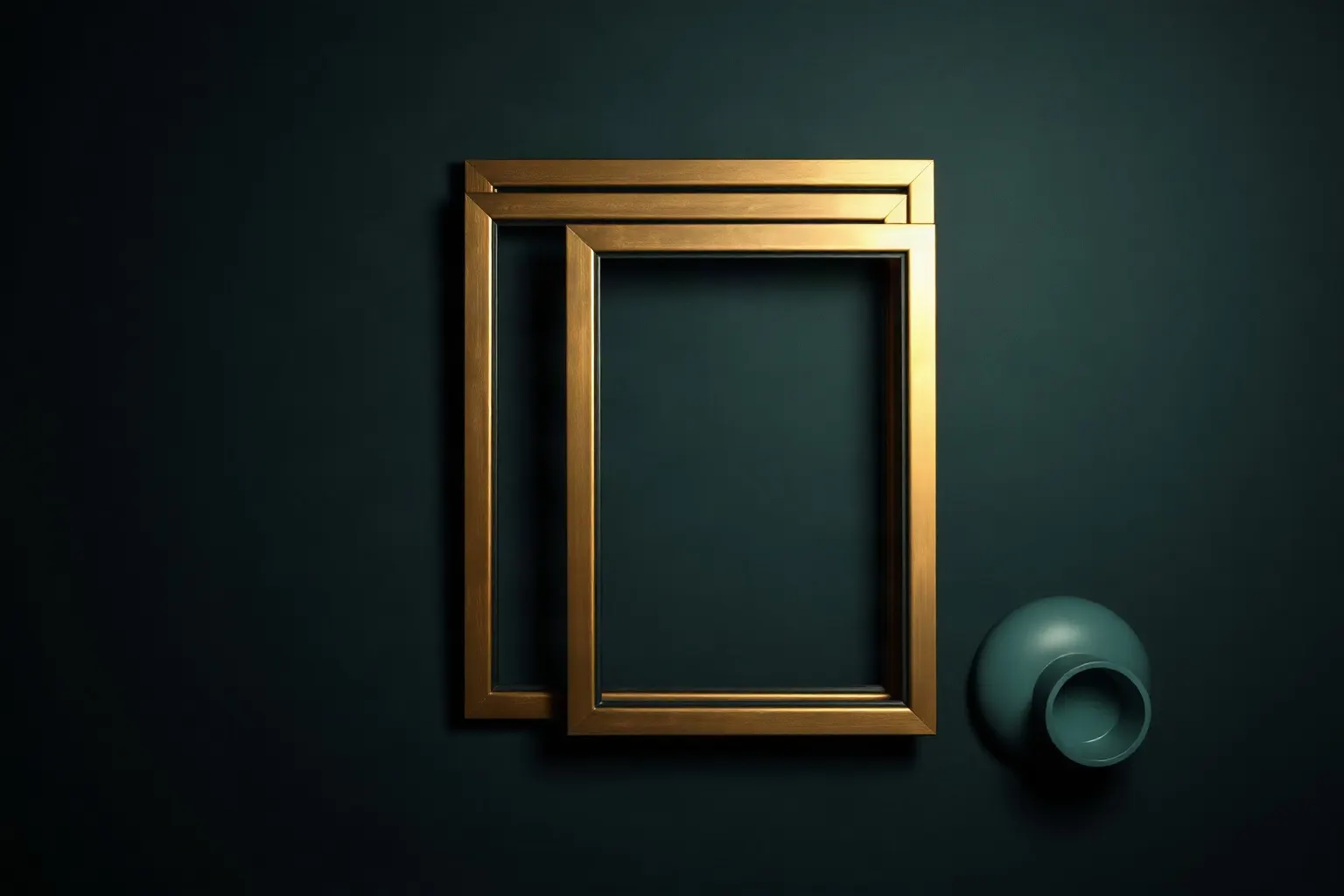 Interlocking brass picture frames nested one inside another on a dark wall — illustration for JSON-LD
