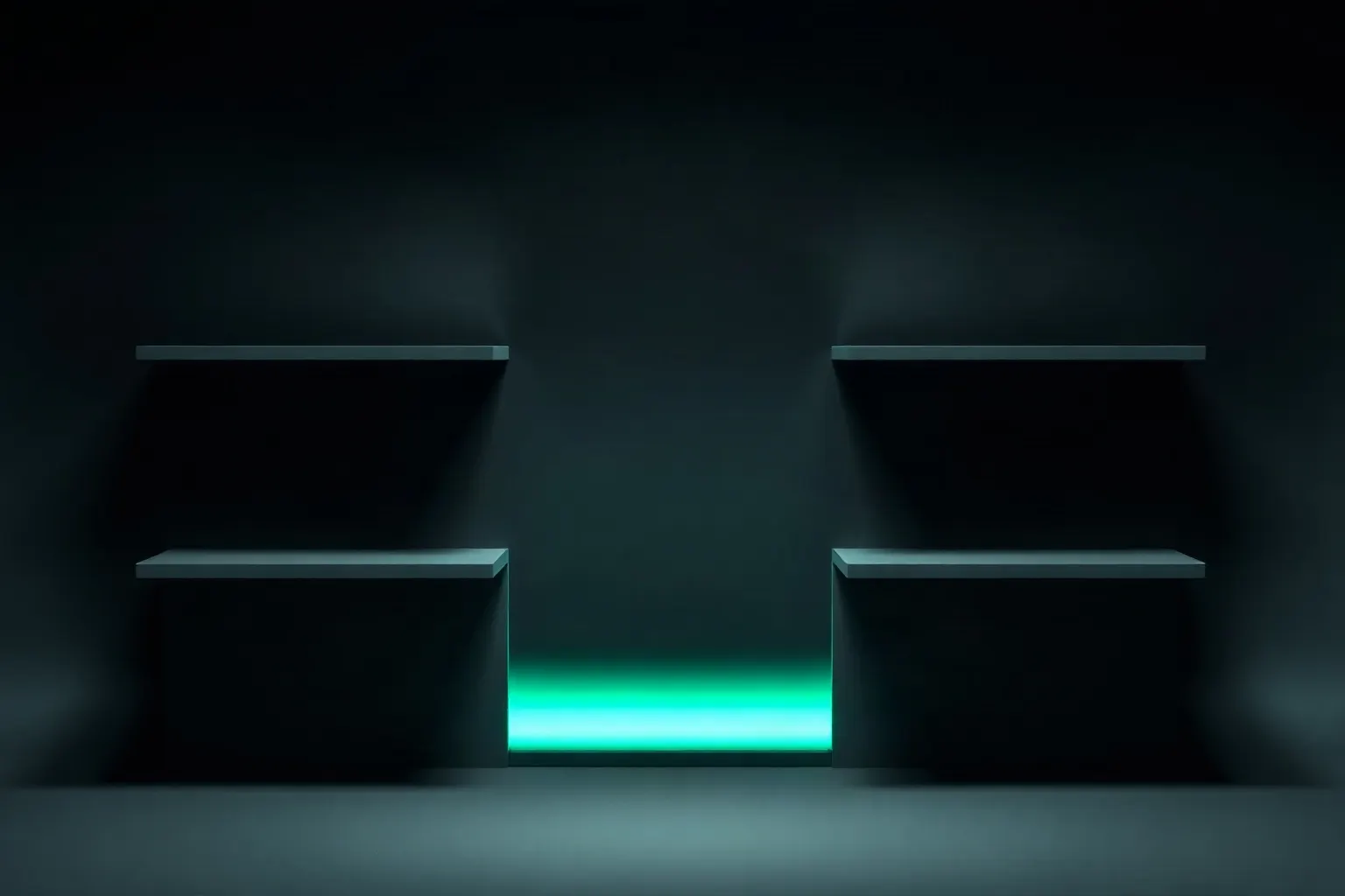 Two identical plain shelf units side by side — illustration for Alternativa a Avada SEO para Shopify