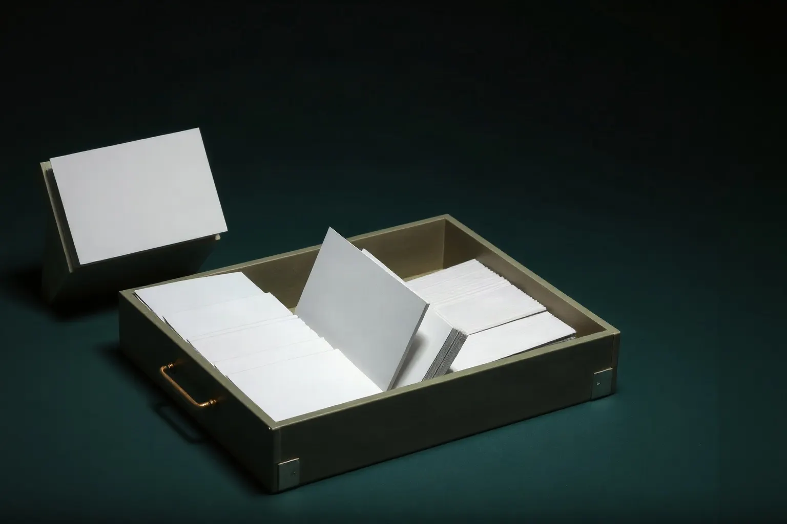 An open card-catalogue drawer — illustration for Keyword-Recherche-Tool für Shopify SEO