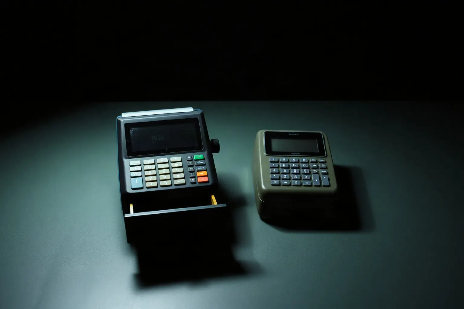 Two shop tills on a counter — illustration for SearchPie alternatief voor Shopify