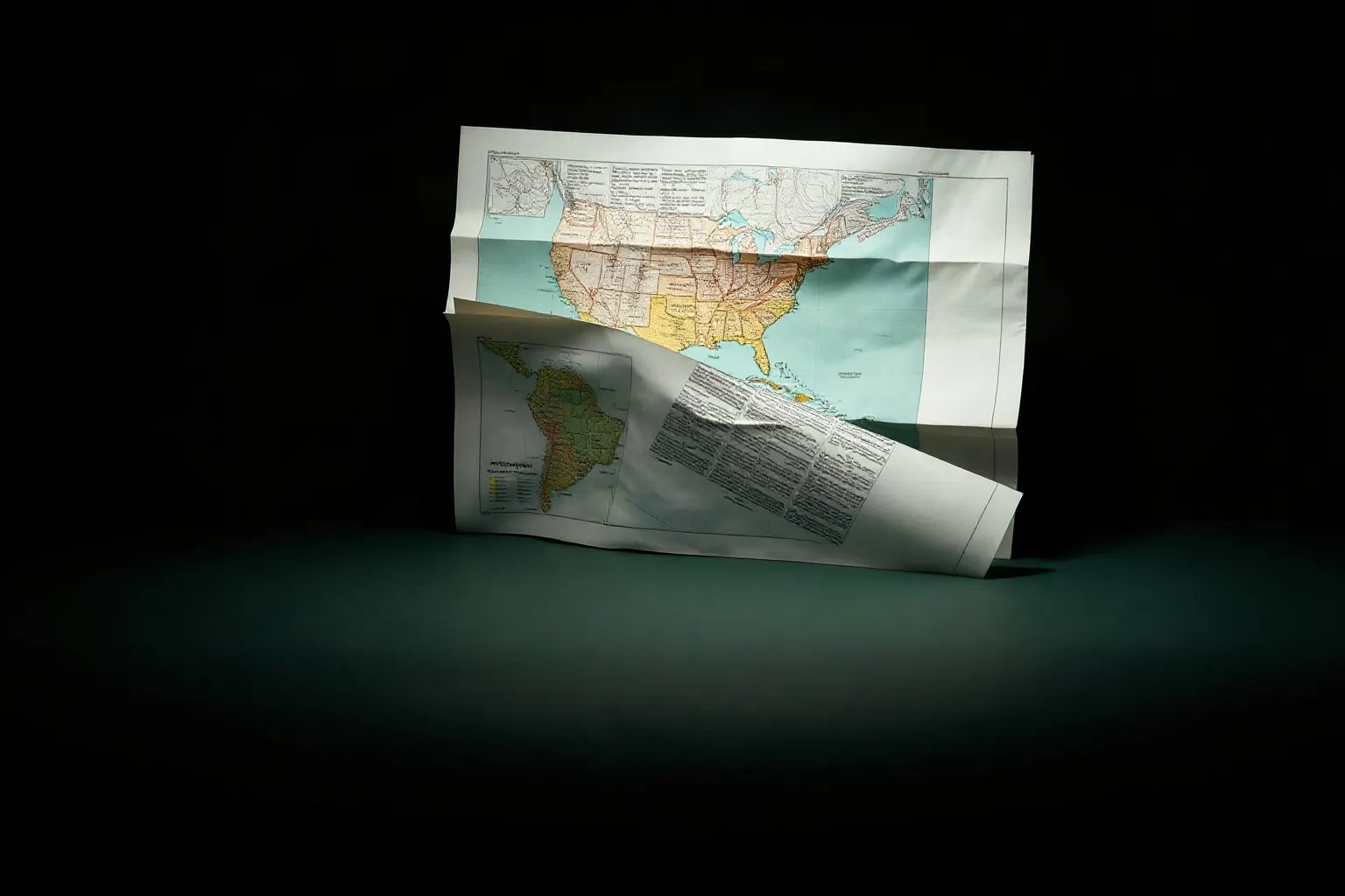 A folded paper map half opened on a dark desk — illustration for SEO für Single-Page-Anwendungen