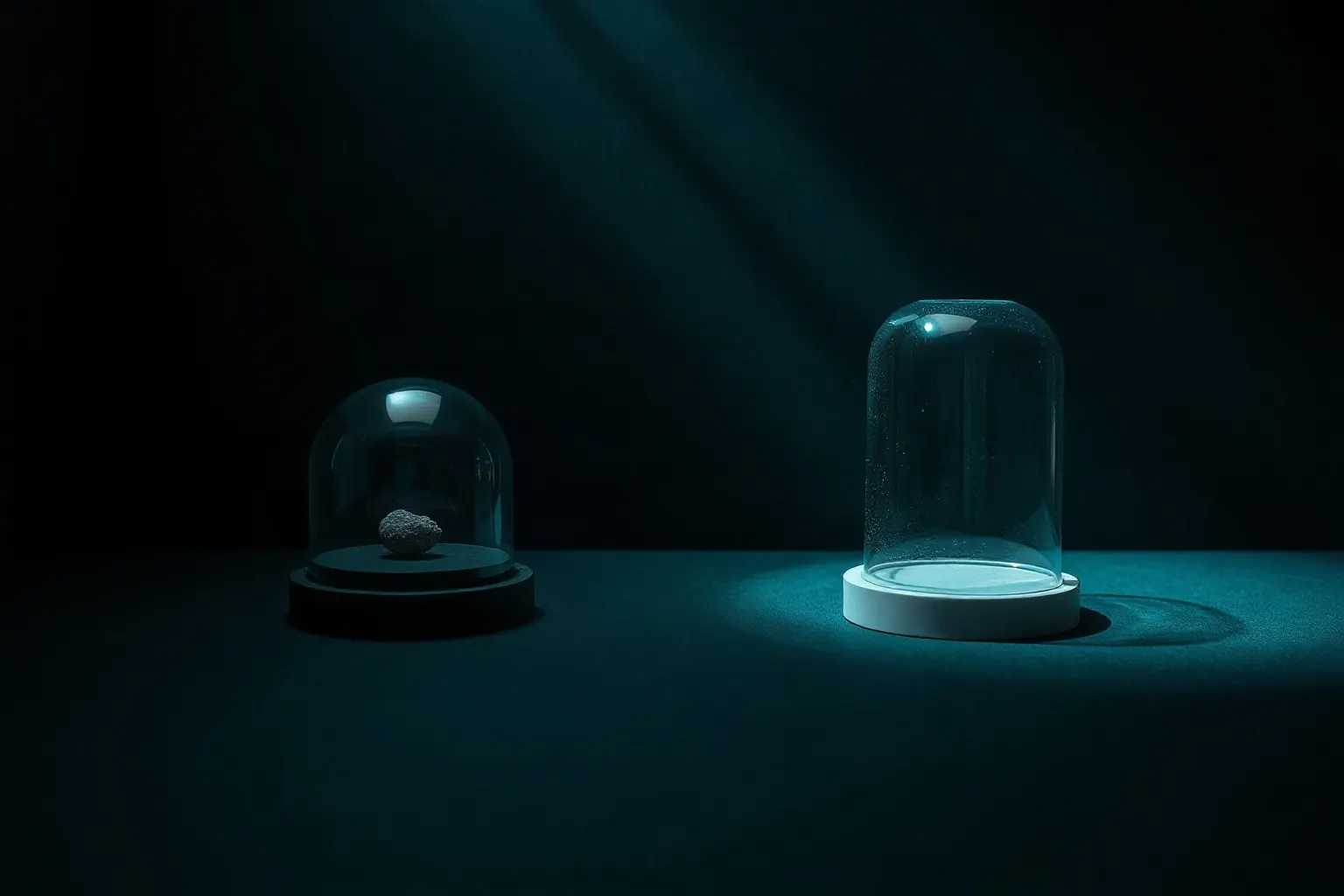 Two glass display domes on a counter — illustration for Smart SEO-Alternative für Shopify