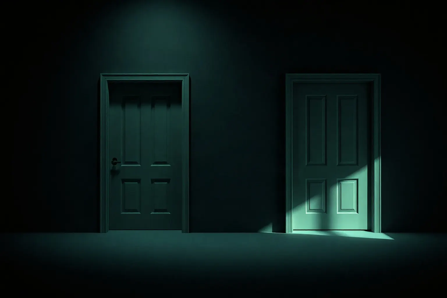 Two identical shop doors side by side — illustration for Shopify向けStoreSEO代替