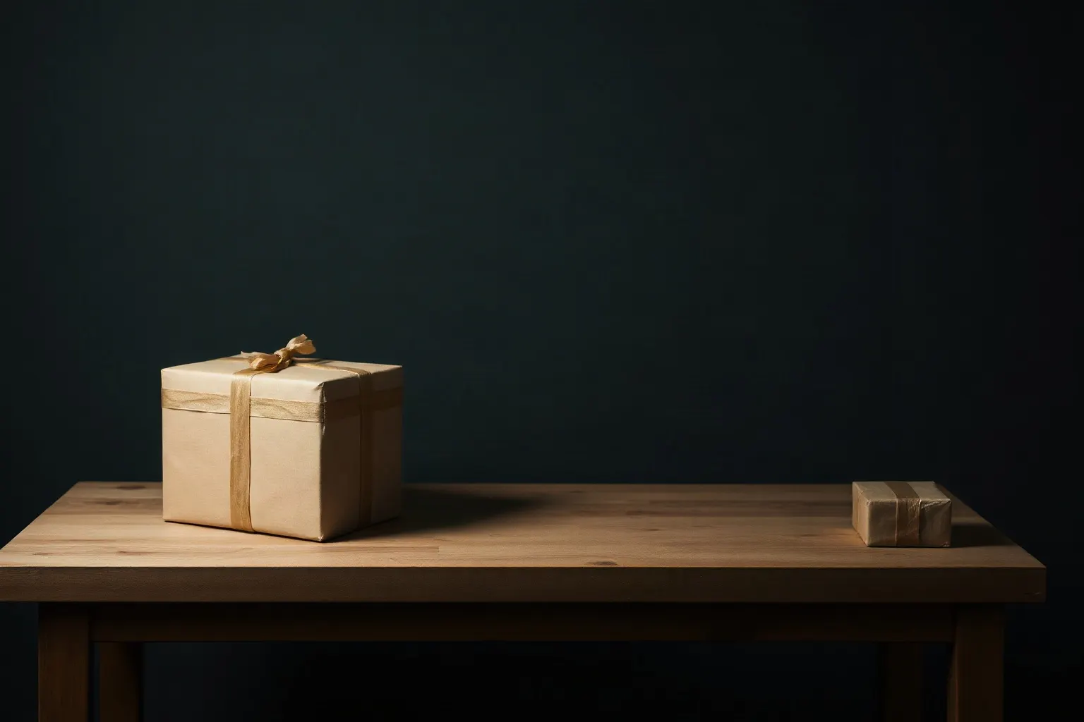 Two kraft parcels on a packing bench — illustration for Alternative à Yoast pour Shopify